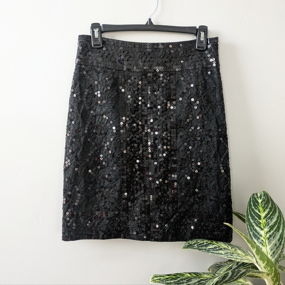 Like New! Tory Burch Black Sequin Pencil Skirt